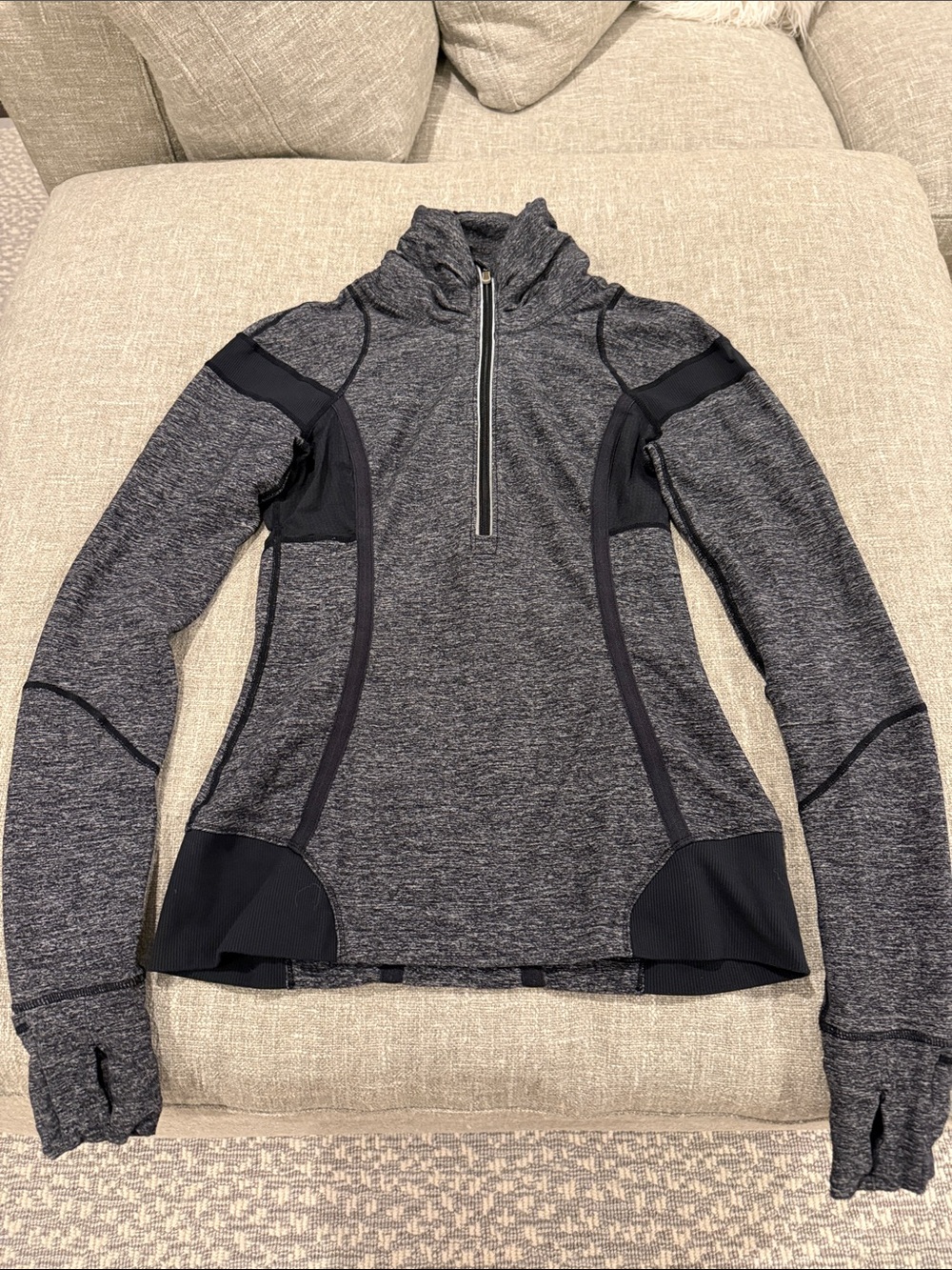 Lululemon Women's Heathered Gray Quarter-Zip Performance Top